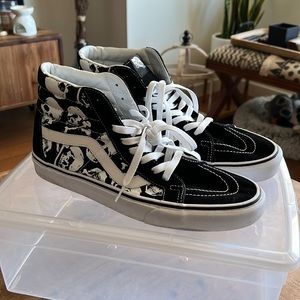 Vans Sk8-Hi Skulls Black & White Skate Shoes SZ 12